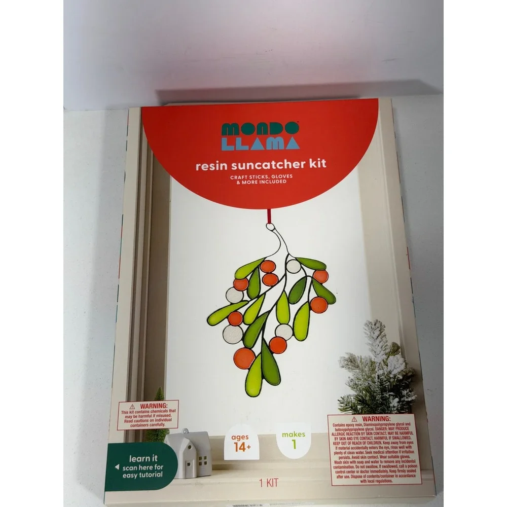 Mondo Llama Resin Suncatcher Kit Mistletoe Holiday DIY Craft Set Ages 14+ NEW